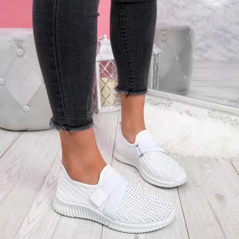 Back to school outfit Sonicelife  Sneakers Women Shoes Spring Female Shoes Crystal Solid Mesh Sneakers Flats Fashion Ladies Sport Shoes Light Vulcanized Shoes