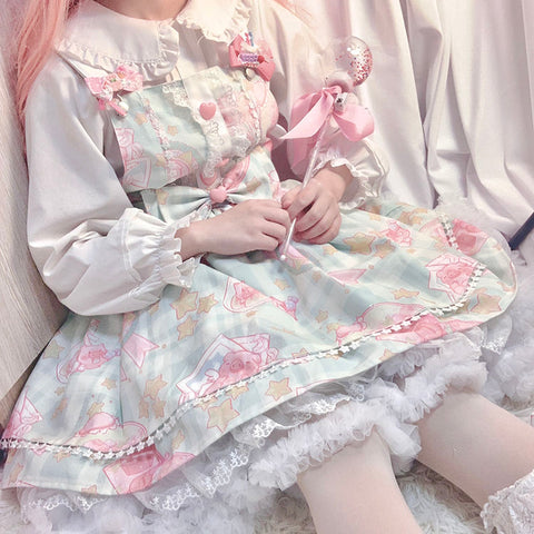 Sonicelife-Kawaii Cute angel pig lolita black sweet cute Japanese JSK suspender dress victorian dress kawaii girl gothic lolita