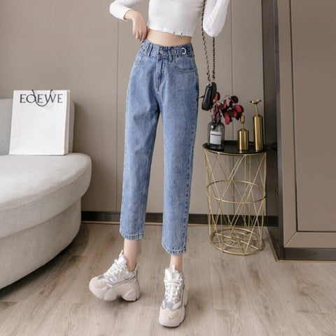 Sonicelife Woman Jeans High Waist Clothes Wide Leg Denim Clothing Blue Streetwear Vintage Quality 2024 Fashion Harajuku Straight Pants