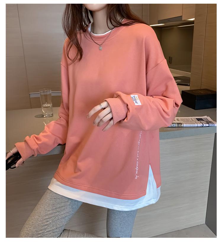 Sonicelife Korean Style O Neck Long Sleeve Women Sweatshirts Casual Solid Color Oversized Hoodies Female Clothing Letter Harajuku Pullover