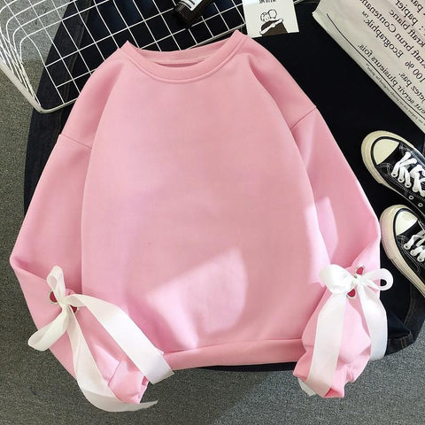 Sonicelife New Cute Pullover Hoodie Sweatshirt Oversize Female Clothes Korean Letter Printing Kpop Women Sweetshirts Loose Fit Full Sleeves
