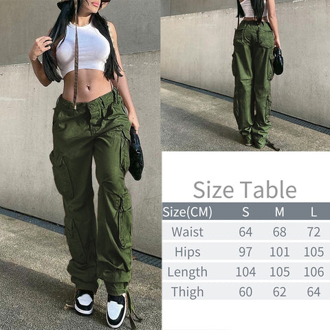 Sonicelife  Y2K Pockets Cargo Pants Women Oversize Baggy Pants Streetwear Harajuku Vintage Casual Loose Sweatpants Wide Leg Denim Trousers