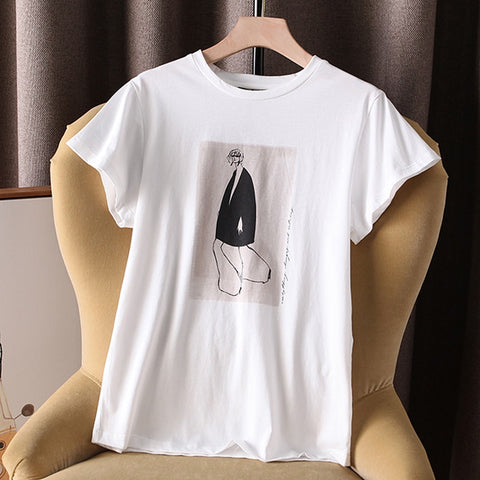 2023 Summer White Vintage Cotton T Shirt Women Harajuku O-Neck Short Sleeve Oversize Casual Tshirt Tops Female Camiseta Mujer