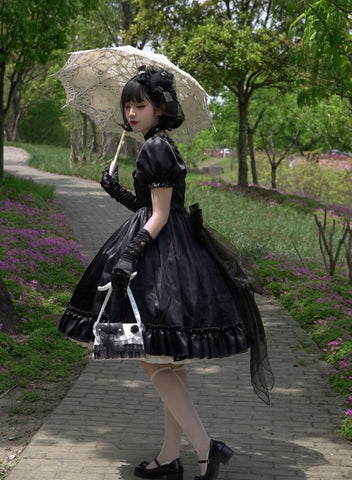Sonicelife Sweet Vintage Palace Lolita Dress Princess Girl French Elegant Princess Bowknot Dress Victorian Gothic Dress Girl