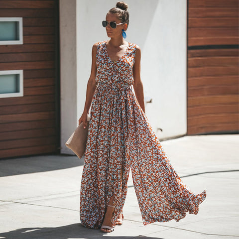 Women Summer Dress Floral Print Maxi Dresses Bohemian Hippie Beach Long Dress Women's Clothing 2023 vestidos de verano