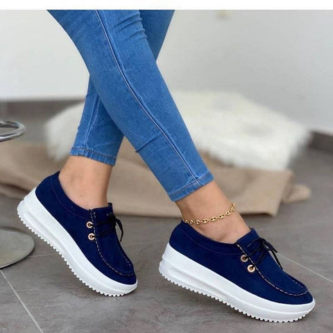 Sneakers Women 2023 New Solid Color Thick Bottom Lace Up Walking Women's Shoes Female Breathable Non Slip Platform Shoes