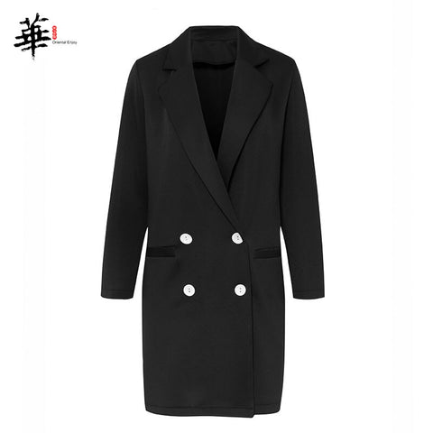 Long Blazer Women Tweed Double Breasted Coat Winter Clothes Women Office Lady Coats and Jackets Women Fake Pocket Femme Manteau