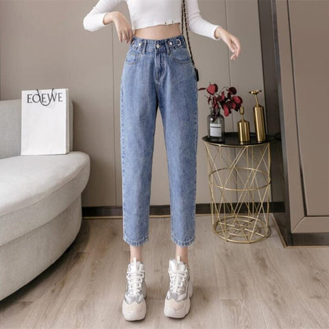 Sonicelife Woman Jeans High Waist Clothes Wide Leg Denim Clothing Blue Streetwear Vintage Quality 2024 Fashion Harajuku Straight Pants