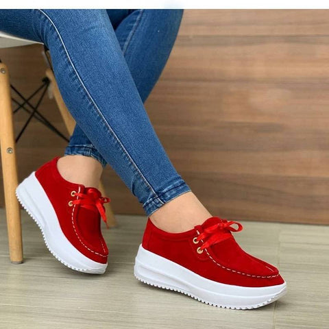 Sneakers Women 2023 New Solid Color Thick Bottom Lace Up Walking Women's Shoes Female Breathable Non Slip Platform Shoes