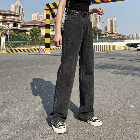 Sonicelife Woman Jeans High Waist Clothes Wide Leg Denim Clothing Blue Streetwear Vintage Quality 2020 Fashion Harajuku Straight Pants