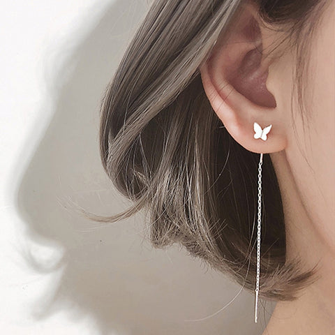 Simple Moon Star Rhinestone Long Chain Earrings For Women Shine Sun Crescent Geometric Tassel Piercing Earring Party Jewelry