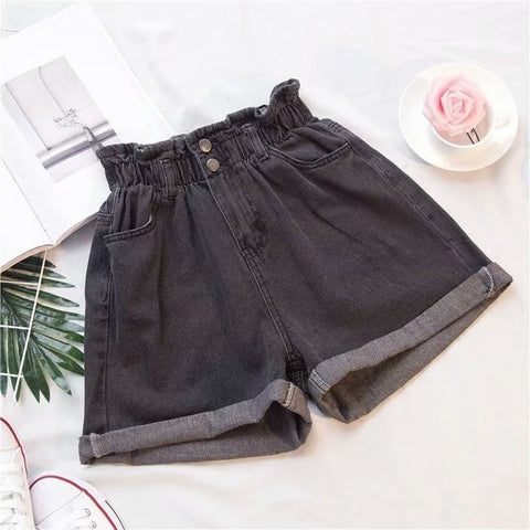 Sonicelife Shorts Women Summer Korean Style Fashion Elastic High Waisted Shorts Oversize Ladies Loose Wide Leg Short Jeans for Woman