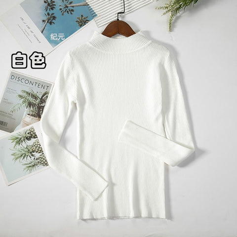 Sonicelife 2024 New-coming Autumn Winter Tops Basic Turtleneck Pullovers Sweaters Primer Long Sleeve Short Korean Slim-fit tight Sweater