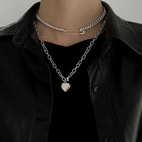 Sonicelife New Personality Cross Square Metal Multilayer Hip hop Long Chain Cool Simple Necklace For Women men Jewelry Gifts 19
