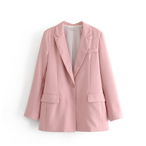 2023 Spring Pink Blue OL Two Piece Set Women Single Button Office Lady Blazer Jacket Coat+Zipper Pants Suit Female Trousers Tops