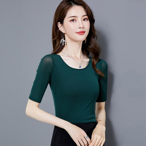Summer Half Sleeve Women's Korean Casual Blusas Femininas O-Neck Blouse Summer Shirts 2023 Women Blouses Shirt Plus Size 3XL