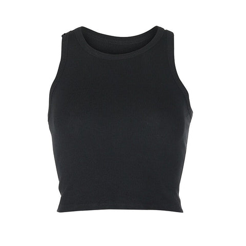Fitness Basic Knitted Tank Top Women Sleeveless Casual Solid Color Elastic Crop Tops Clubwear Retro Summer Vest Harajuku