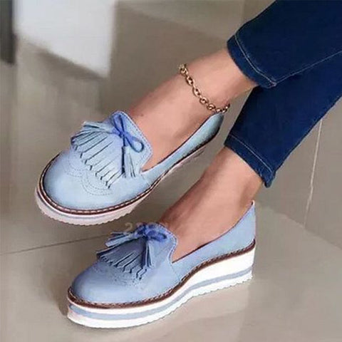 Sonicelife Women Tassel Bowtie Loafers Woman Slip On Sneakers Ladies Soft PU Leather Sewing Flat Platform Female Shoes All Seasons 2023 New
