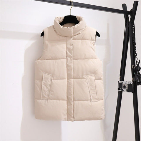 Sonicelife Women's Warm Vest Sleeveless Jacket Women Autumn Winter Korean Fashion Solid Zipper Female Vests Cotton Padded Oversize Vest