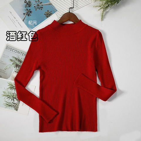 2023 New-coming Autumn Winter Tops Basic Turtleneck Pullovers Sweaters Primer Long Sleeve Short Korean Slim-fit tight Sweater