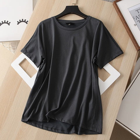 Sonicelife New Summer Women White Black Tshirt Fashion Harajuku O-Neck Cotton Tee Female Casual Korean Solid Tops Camisetas De Mujer