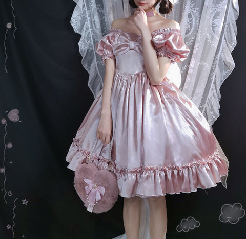 Sonicelife Sweet Vintage Palace Lolita Dress Princess Girl French Elegant Princess Bowknot Dress Victorian Gothic Dress Girl