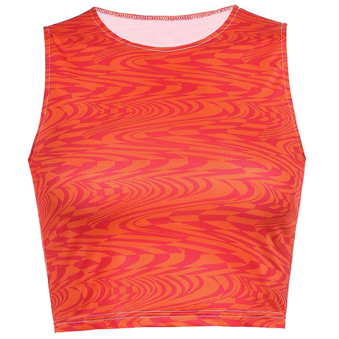 Sonicelife 90s Aesthetics Striped Print Crop Tops Y2K Summer Streetwear Sleeveless O-neck Green Baby Tanks Women 2023  Vests