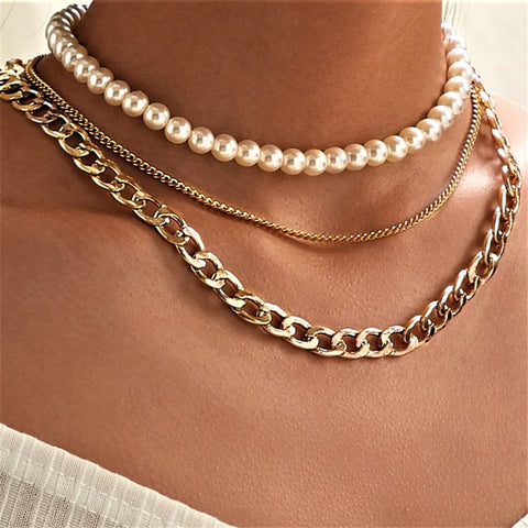Sonicelife 17KM Fashion Asymmetric Lock Necklace for Women Twist Gold Silver Color Chunky Thick Lock Choker Chain Necklaces Party Jewelry