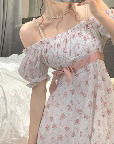 Sonicelife hoco dresses   Floral Strap Fairy Dress Women French Sweet Princess Holiday Party Dress Female  Summer Casual Beach Sexy Mini Dress Korean