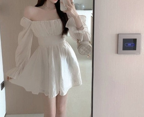 Sonicelife hoco dresses  Pink Sweet Elegant Princess Dress Women Casual Korean Slim Long Sleeve Fairy Dress Female Backless Design Vintage Dress  New