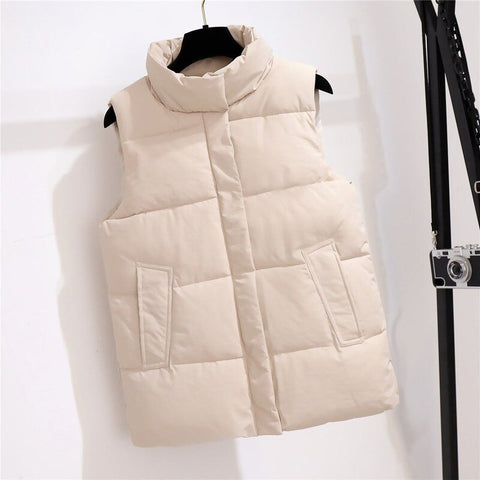 Sonicelife Women's Warm Vest Sleeveless Jacket Women Autumn Winter Korean Fashion Solid Zipper Female Vests Cotton Padded Oversize Vest