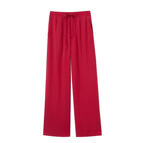 Sonicelife Toppies 2023 Green Pants Floor Length Trousers Elastic High Waist Straight Pants Fashion Streetwear