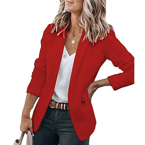 Sonicelife  Office Lady Blazer Coats Notched Long Sleeves Button Women Casual Solid Suits Jackets Female Work Business Basic Blazers