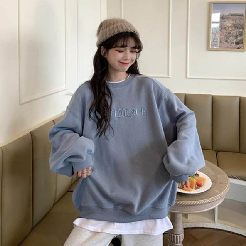 Sonicelife Loose Tops for Women Sweatshirt Spring Autumn Crewneck Vintage Harajuku Female Sweetshirts Casual Pullover Hoodie Woman Clothing