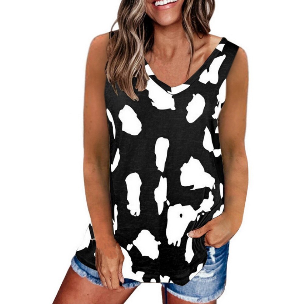 Sonicelife Summer Vest Women Sleeveless Round Neck Tops Ladies Vintage Leopard Print Casual Loose Pullover Female Tops Tee Ropa Mujer D30