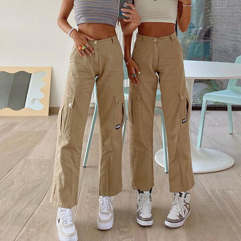 Sonicelife  Vintage Big Pocket Denim Jeans Women Fashion Streetwear High Waist Baggy Straight Leg Pants New Aesthetic Casual Trouser