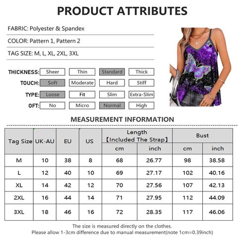 Sonicelife Fashion Halt  V Neck Blouse Casual Women Sleeveless Y2K Tank Top Gradient Butterfly Print Loose Camisole Blouse Tops D30