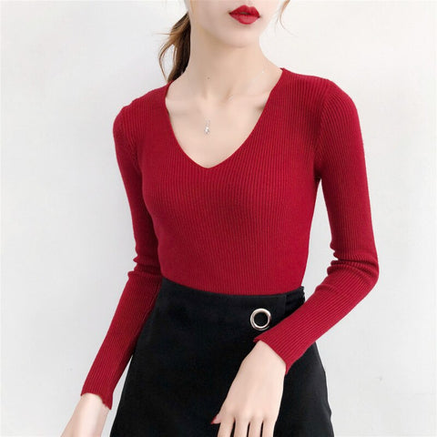 Sonicelife Christmas Gift AOSSVIAO Women Sweaters And Pullovers 2024 Autumn Winter Knitted Warm Women Jumper Slim Stretch Sweater Female Pink Pull Femme