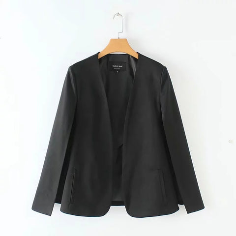 Hot Sale Women Split Design Cloak Suit Coat Office Lady Black White Jacket Fashion Streetwear Casual Loose Outerwear Tops C613