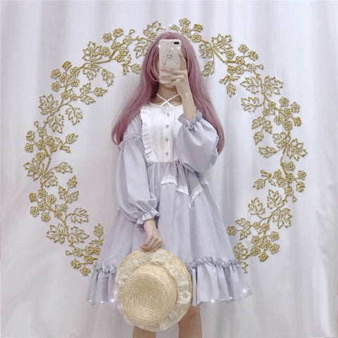 Sonicelife Summer Japanese Lolita Vintage dress lolita dress female soft girl wind cute fungus lace dress short sleeve dress cute