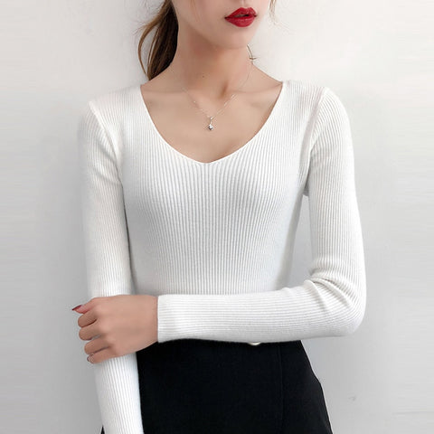 Sonicelife Christmas Gift AOSSVIAO Women Sweaters And Pullovers 2024 Autumn Winter Knitted Warm Women Jumper Slim Stretch Sweater Female Pink Pull Femme