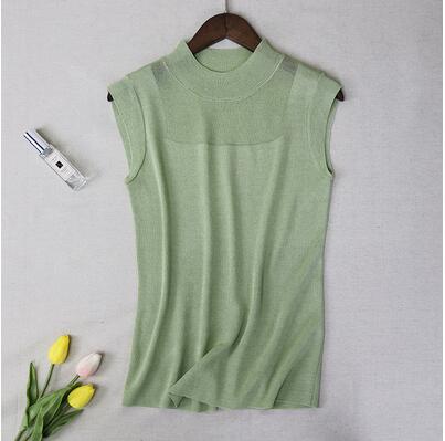 Sonicelife Hollow Out Tank Tops Women Summer Lce Silk  Knitted Vest Top Sleeveless Casual Korean Tops Elasticity Solid Slim Pullover