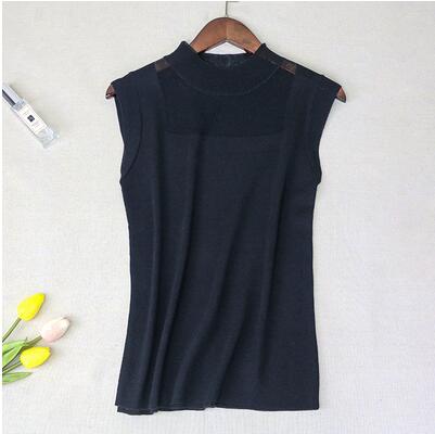 Sonicelife Hollow Out Tank Tops Women Summer Lce Silk  Knitted Vest Top Sleeveless Casual Korean Tops Elasticity Solid Slim Pullover