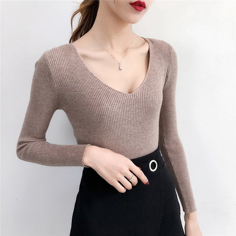 Sonicelife Christmas Gift AOSSVIAO Women Sweaters And Pullovers 2024 Autumn Winter Knitted Warm Women Jumper Slim Stretch Sweater Female Pink Pull Femme