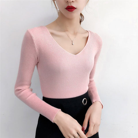 Christmas Gift AOSSVIAO Women Sweaters And Pullovers 2023 Autumn Winter Knitted Warm Women Jumper Slim Stretch Sweater Female Pink Pull Femme