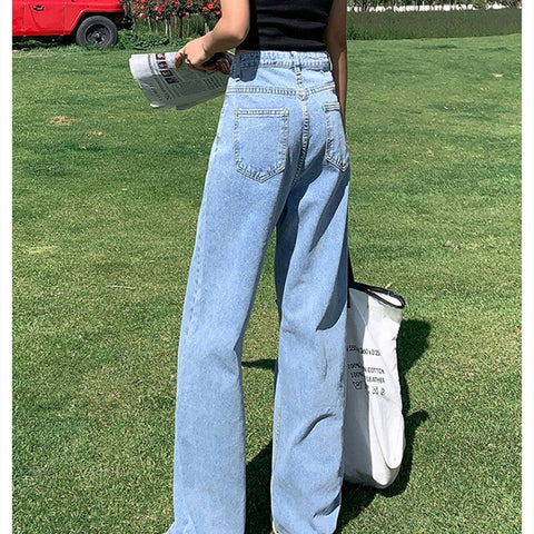 Woman Jeans High Waist Clothes Wide Leg Denim Clothing Blue Streetwear Vintage Quality 2022 Fashion Harajuku Straight Pants