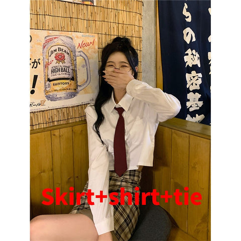 Sonicelife Japanese Style School Uniform 2024 New Red Tie Long Sleeve Solid Color Suits Coats  Tight Formal Summer College Uniform 2024