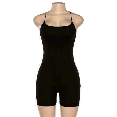 black Skinny Spaghetti Strap sleeveless Street woman Rompers classic bar club Bodycon jumpsuits body femme hot