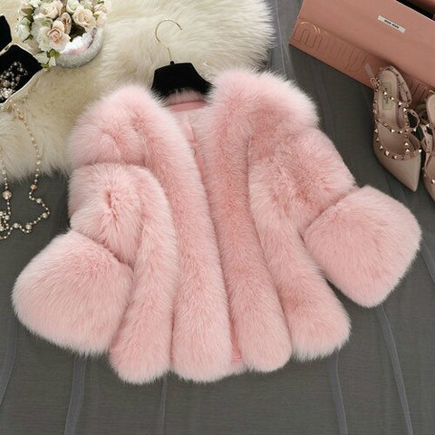 Sonicelife High Quality Faux Fur Coat for Women 2023 Winter Warm Fluffy Fake Fur Jacket Outerwear Plus Size Plush Coat Female Overcoat