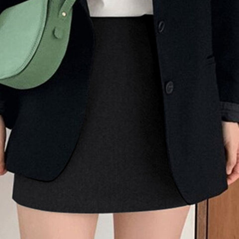 Sonicelife Spring and Autumn Korean Casual Pink Black Small Suit Coat Stylish Elegant Womens Blazer Two Piece Suit Mini Set Woman Skirt